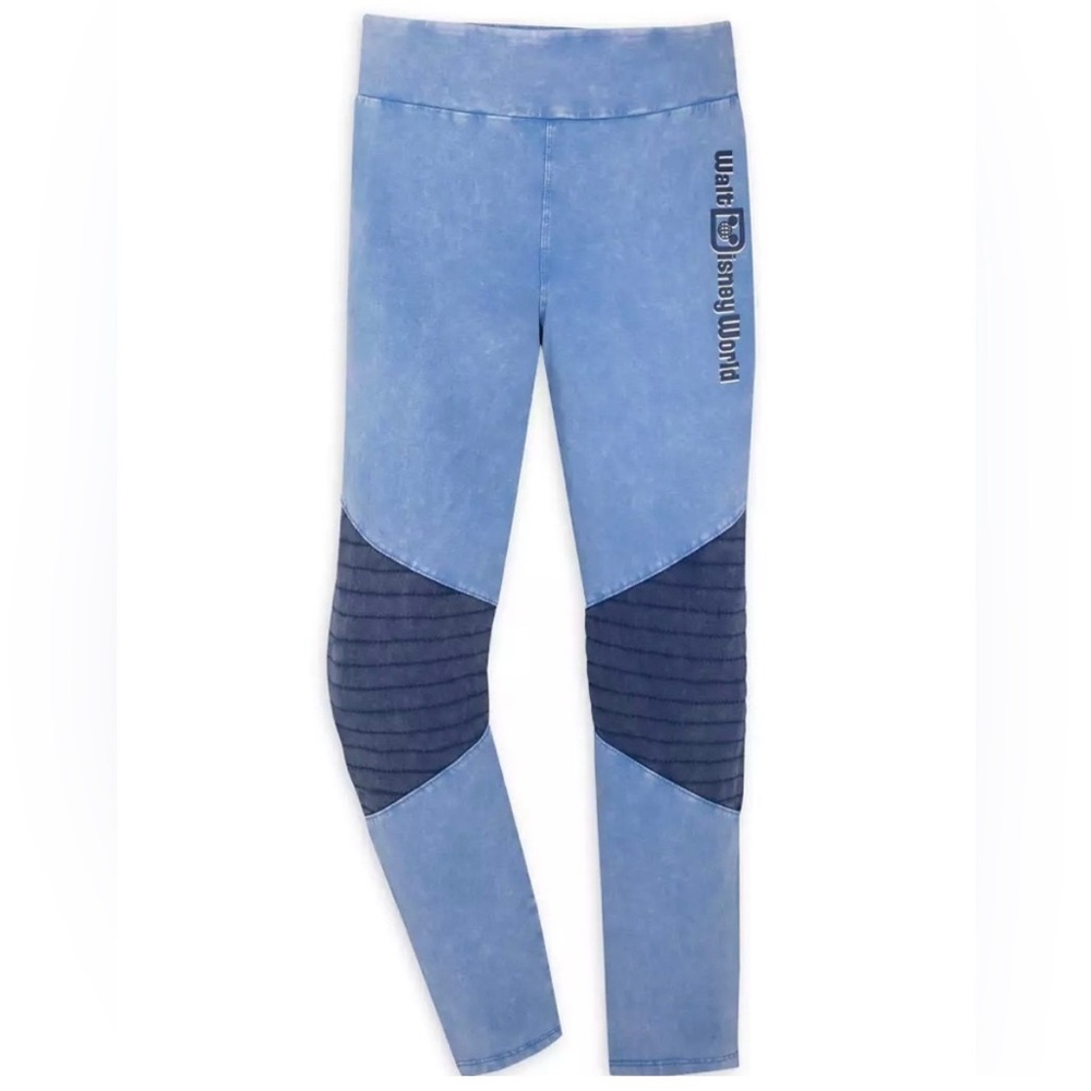 NWT Disney Parks Walt Disney World Bleach Dye Moto Leggings Size Medium *READ*